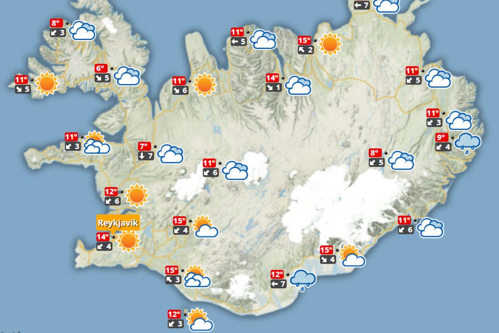 Hiti gæti náð 17 stigum á Suðurlandinu í dag.