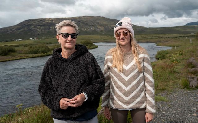 Knappe-mæðgurnar voru hæstánægðar með göngutúrinn.