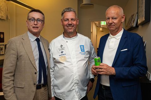 Óskar Finsson, Andreas Jacobsen og Ingvar Sigurðsson voru ánægðir með nýja heimili Klúbbs matreiðslumeistara.