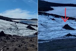 Björgunarsveitin Dagrenning á Hvolsvelli birti mynd á Facebook til að vara fólk við svelgnum.