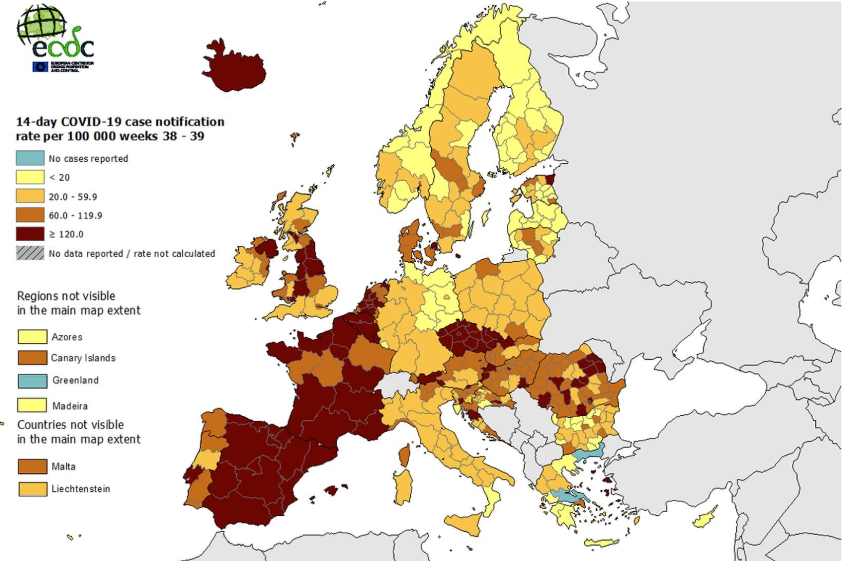 Ísland er eldrautt ólíkt hinum norrænu ríkjunum.