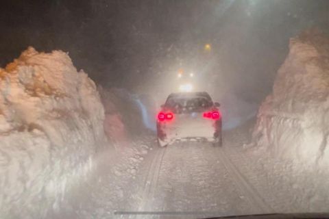 The picture is taken by Eyrarhlíð by Ísafjörður where the avalanche fell last night.