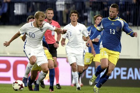 Finland, seen here playing against Kosovo, are Iceland's next opponents.