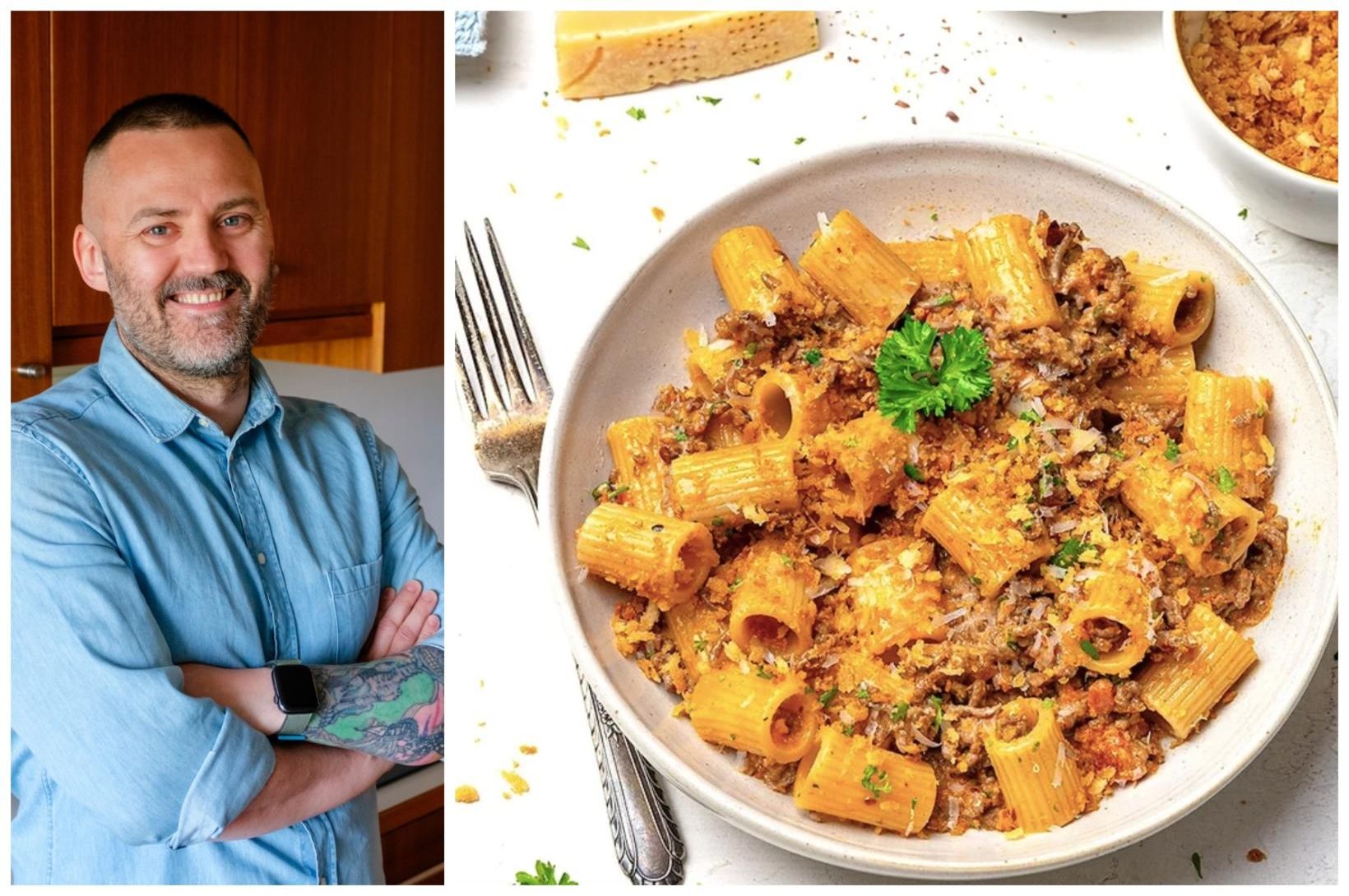 Mezze rigatoni bolognese í rjómalagaðri pestósósu