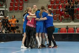 Íslenska kvennalandsliðið fagnaði góðum árangri.