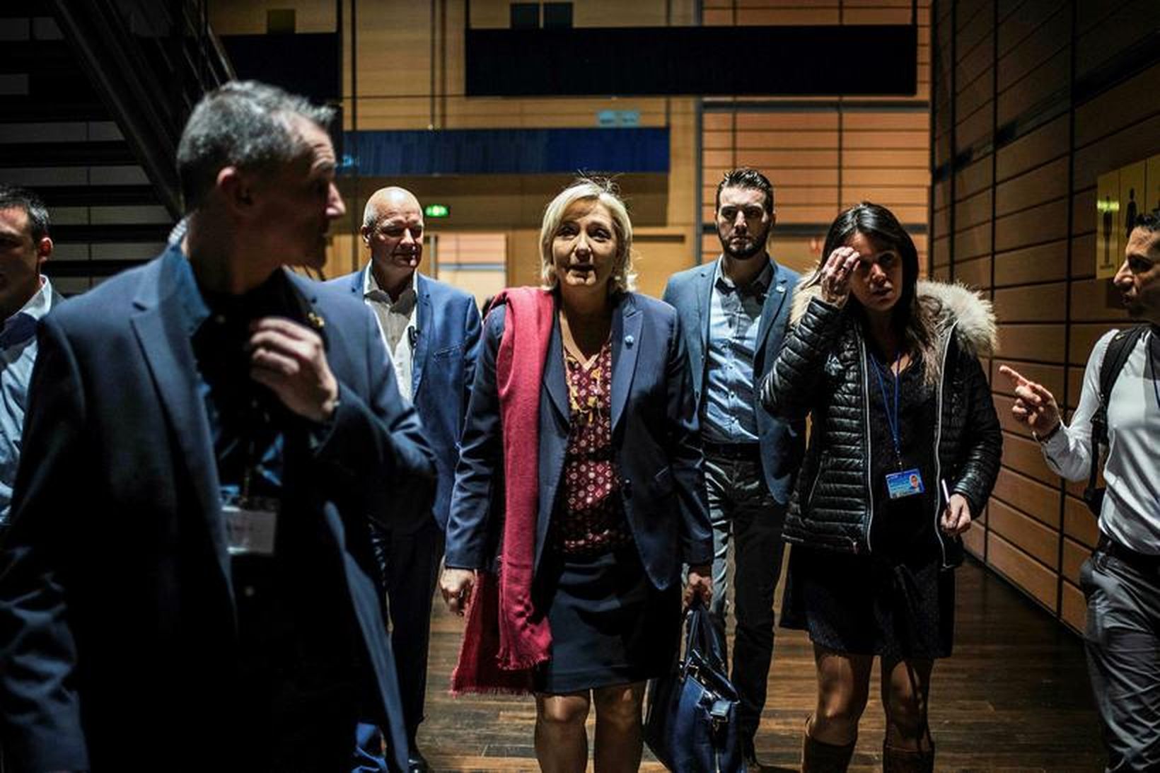 Marine Le Pen í miðjunni en Catherine Griset er önnur …
