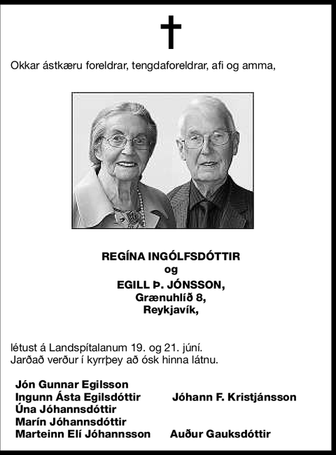 Regína Ingólfsdóttir og Egill Þ. Jónsson