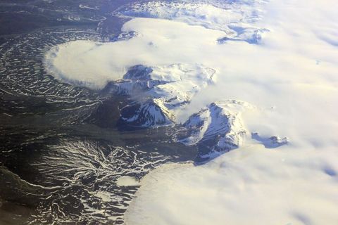 Suðausturhluti Hofsjökuls. Mynd úr safni, tekin úr UAVSAR-flugvél NASA.