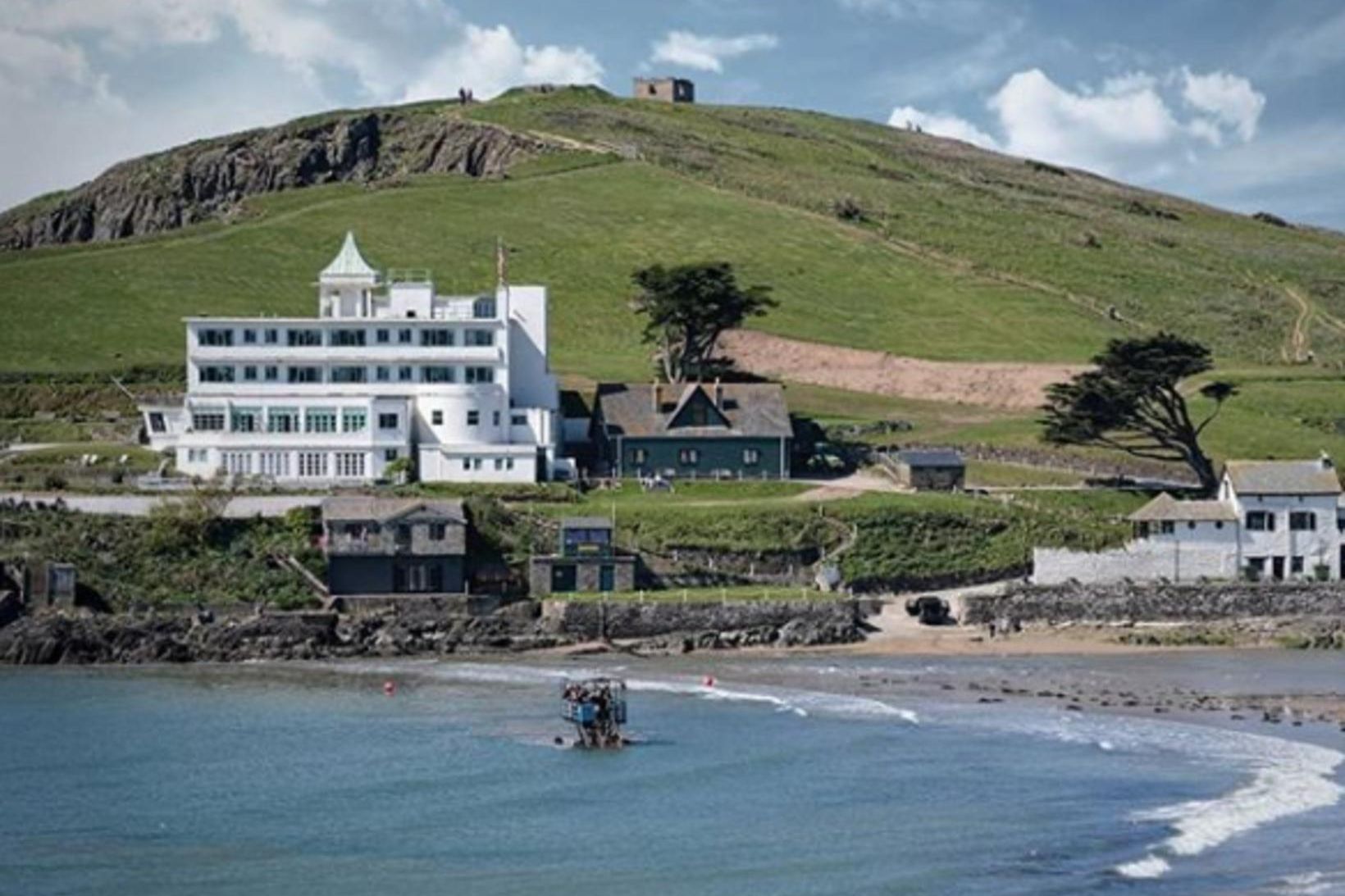 Burgh Island Hotel í Devon var innblástur fyrir skáldsögu Agöthu …