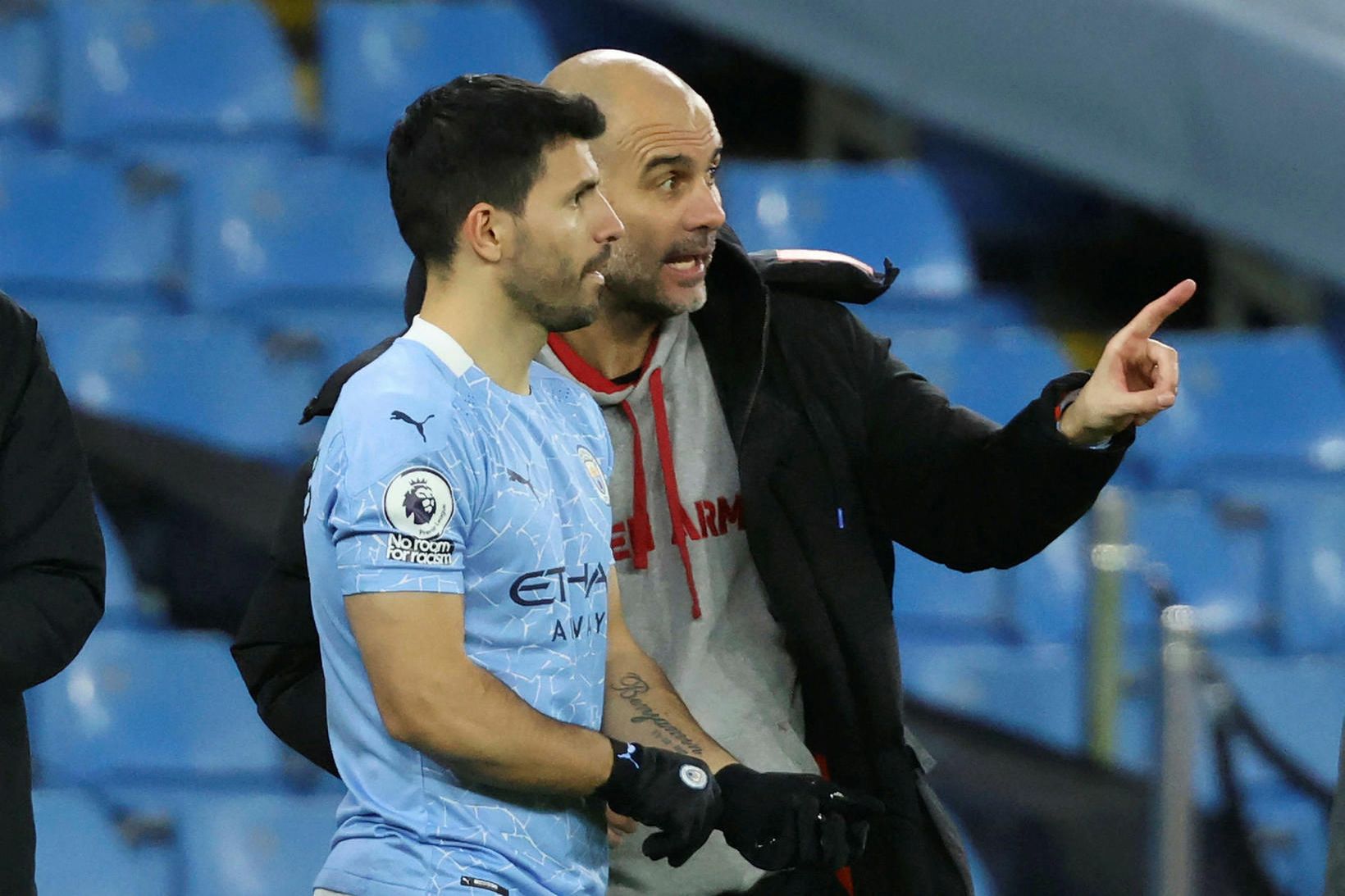 Pep Guardiola mun kveðja Sergio Agüero að þessu tímabili loknu.