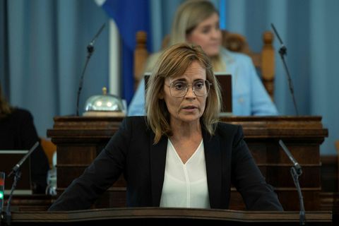 Ingibjörg Davíðsdóttir er sem stendur ræðudrottning kvöldsins um bókun 35.
