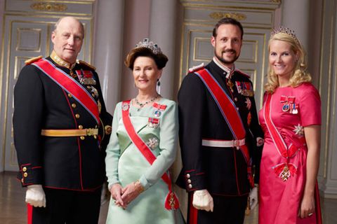HM King Harald V of Norway, together with HM Queen Sonja and HRH Crown Prince Haakon and HRH Crown Princess Mette-Marit.