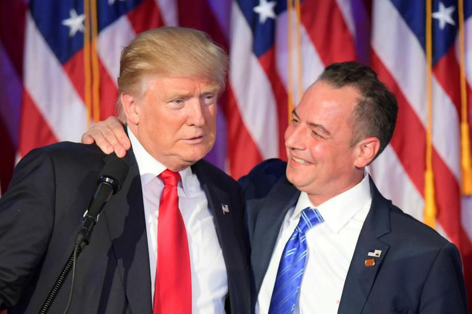 Donald Trump og Reince Priebus þegar allt lék í lyndi.