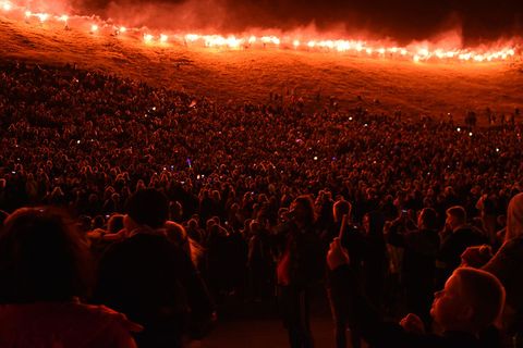 Torches were lit in Vestmannaeyjar.