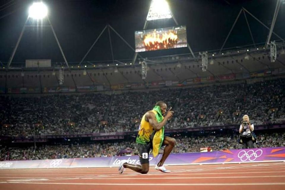 Usain Bolt frá Jamaíka kom, sá og sigraði á Olympíuleikunum í London.