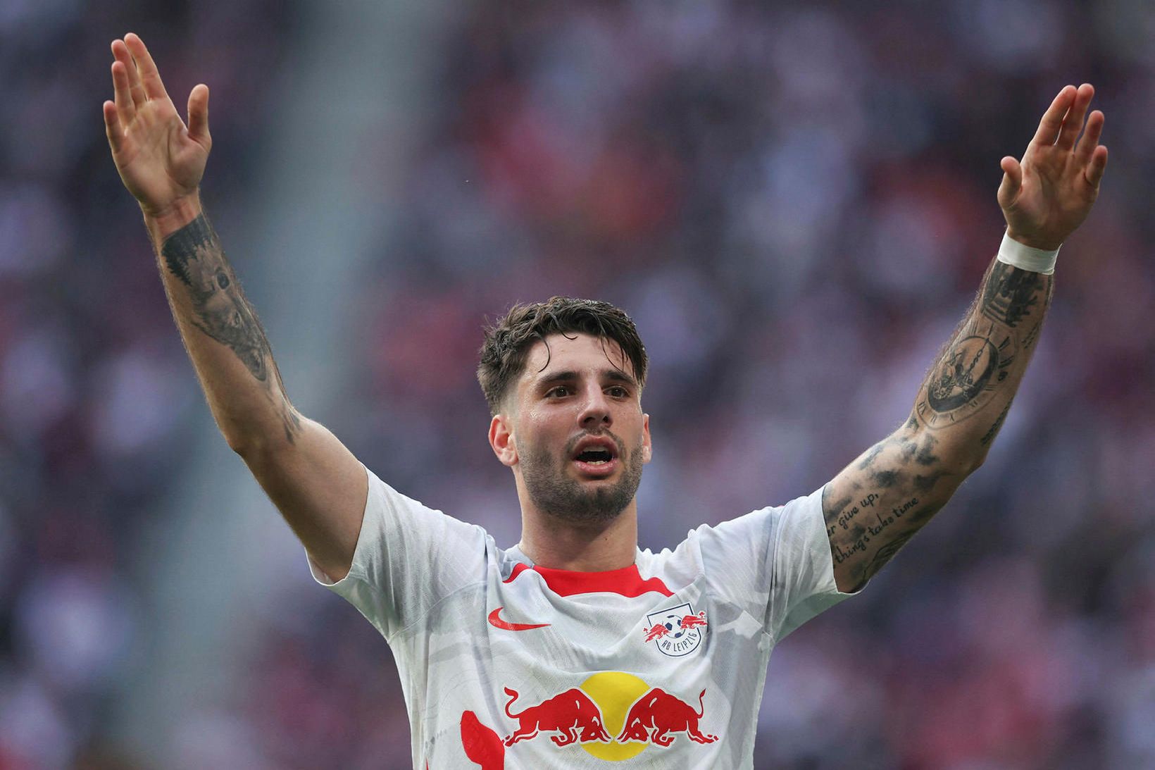 Ungverjinn Dominik Szoboszlai skoraði þriðja mark RB Leipzig í dag.