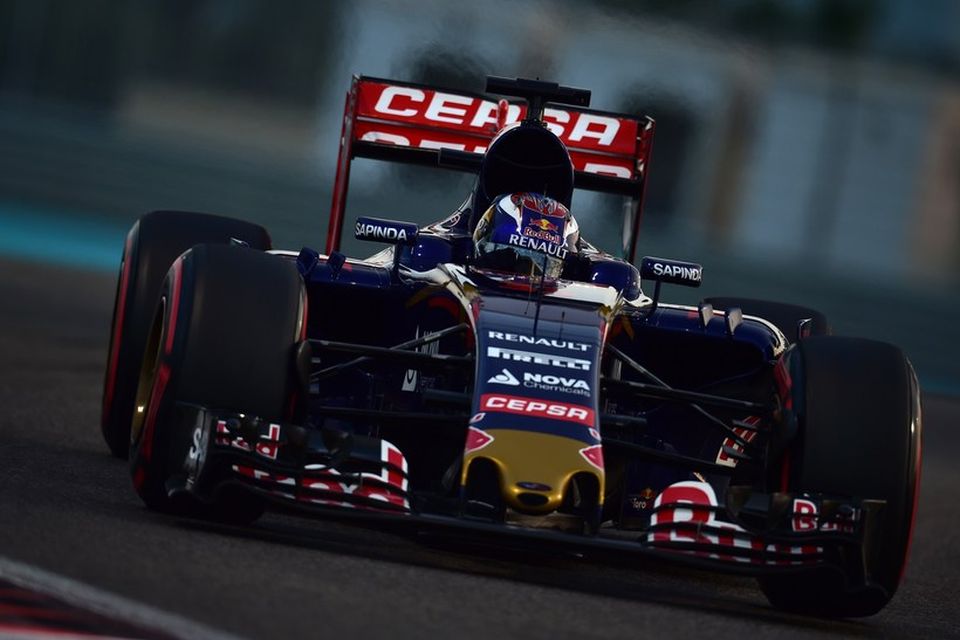Max Verstappen í tímatökunum í Abu Dhabi.