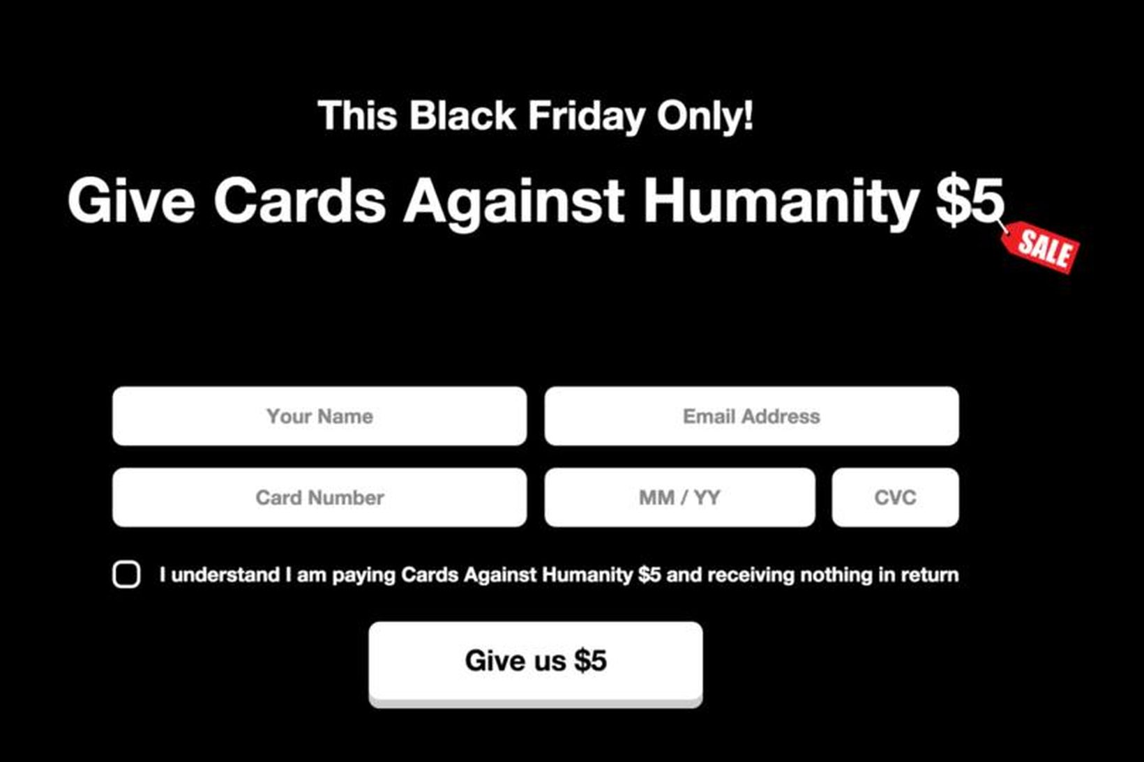 Svartaföstudagstilboð Cards Against Humanity.