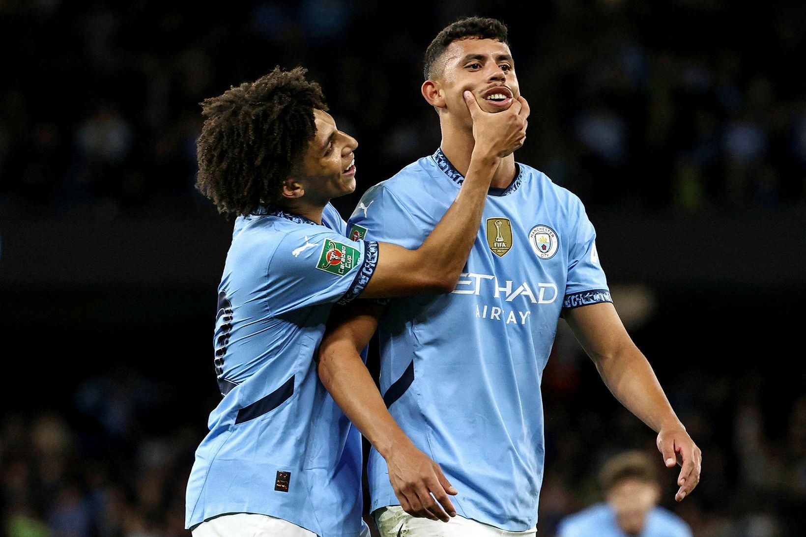 Rico Lewis og Matheus Nunes í leik með Manchester City …