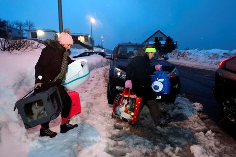 Many people have had to leave their homes because of the uncertaintly level in their hometowns in the East Fjords in recent days.