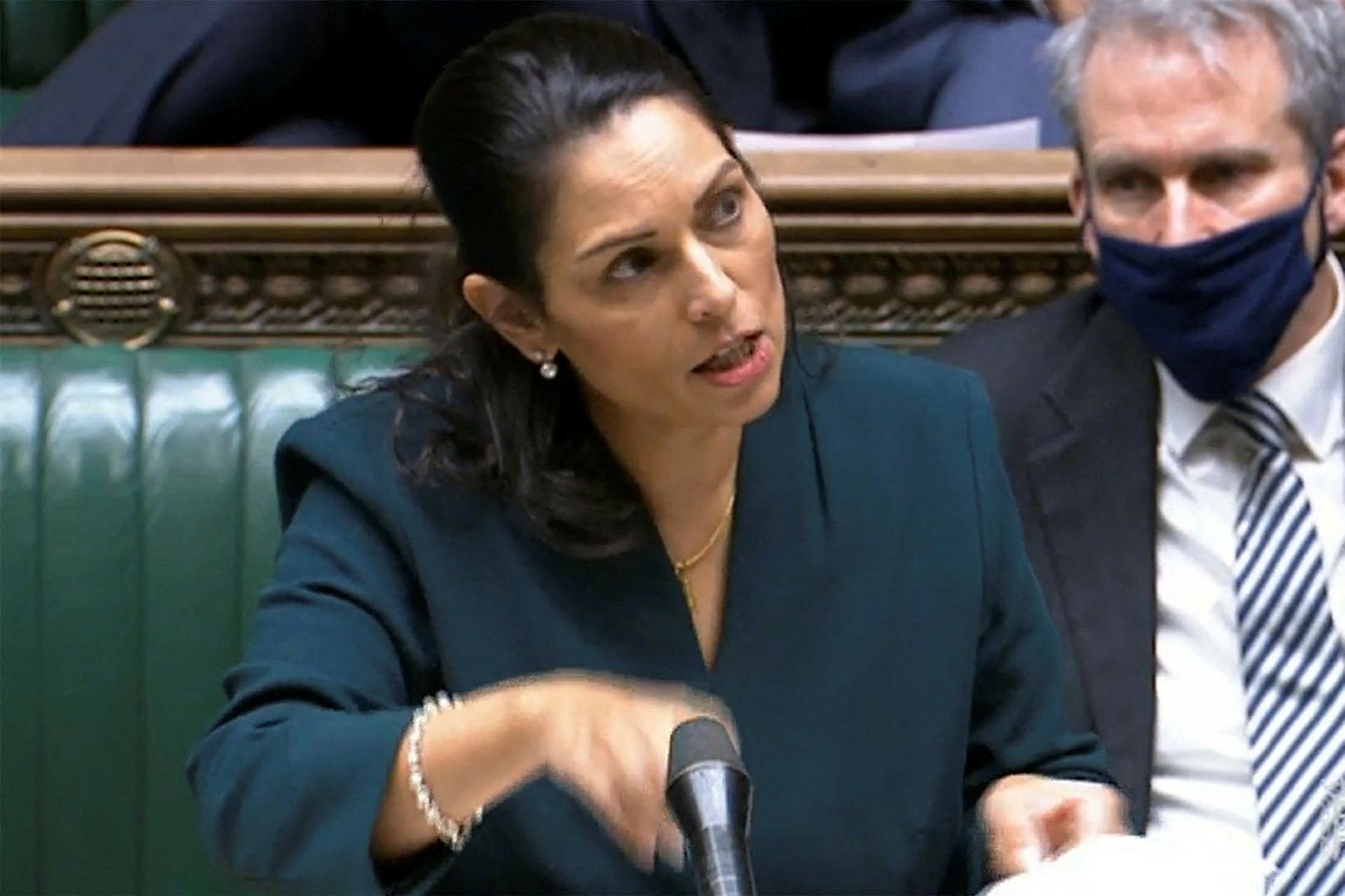 Priti Patel á breska þinginu.