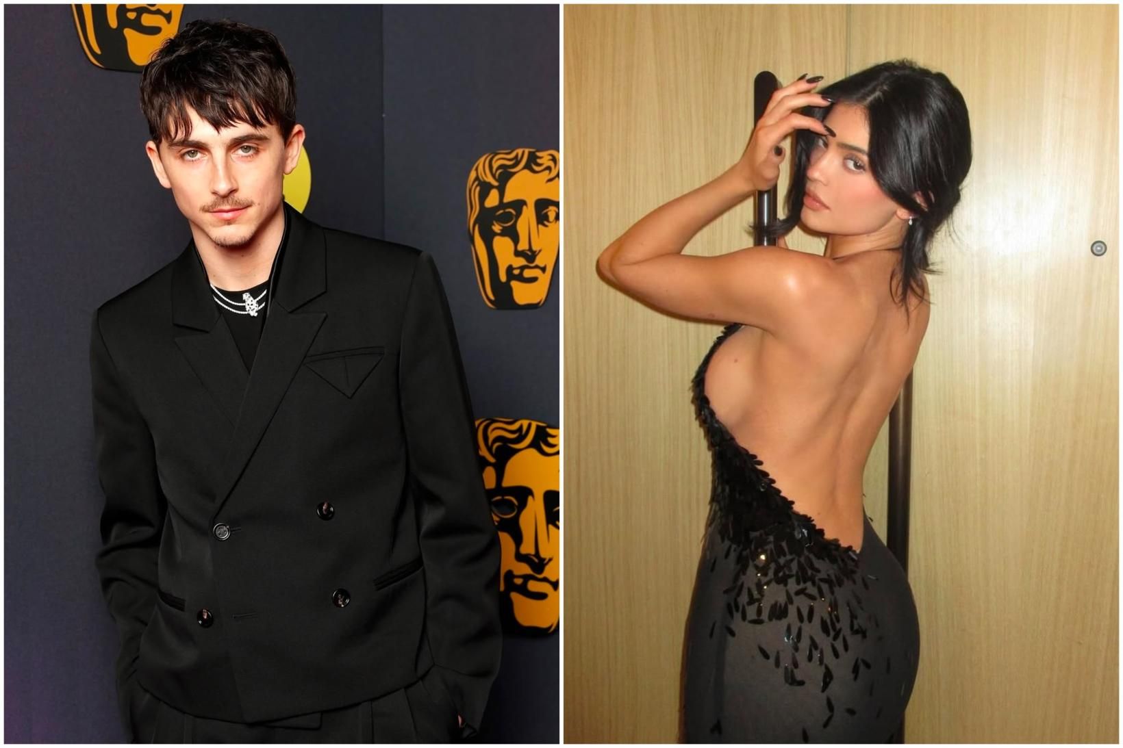 Parið Kylie Jenner og Timothée Chalamet mæta á BAFTA-verðlaunahátíð með …