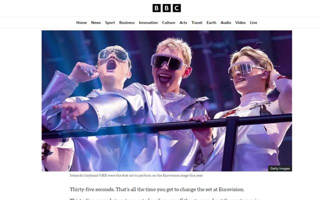 Mynd af VÆB-bræðrum prýðir forsíðuna á menningarvef BBC.