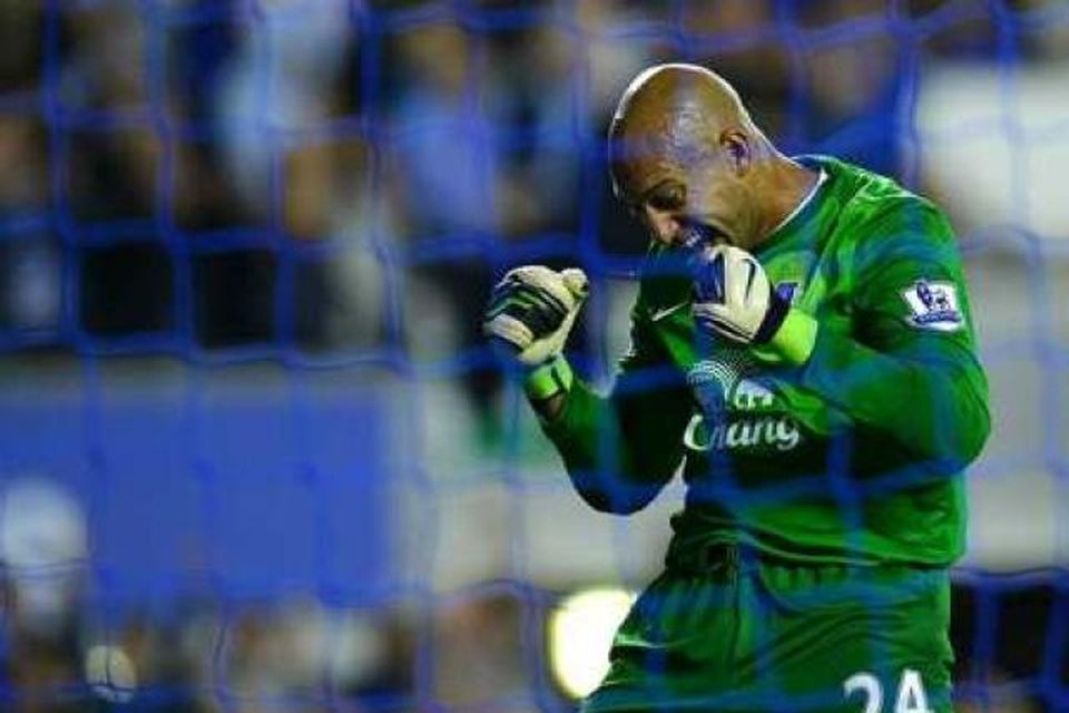 Bandaríkjamaðurinn Tim Howard hefur varið mark Everton siðustu ár.