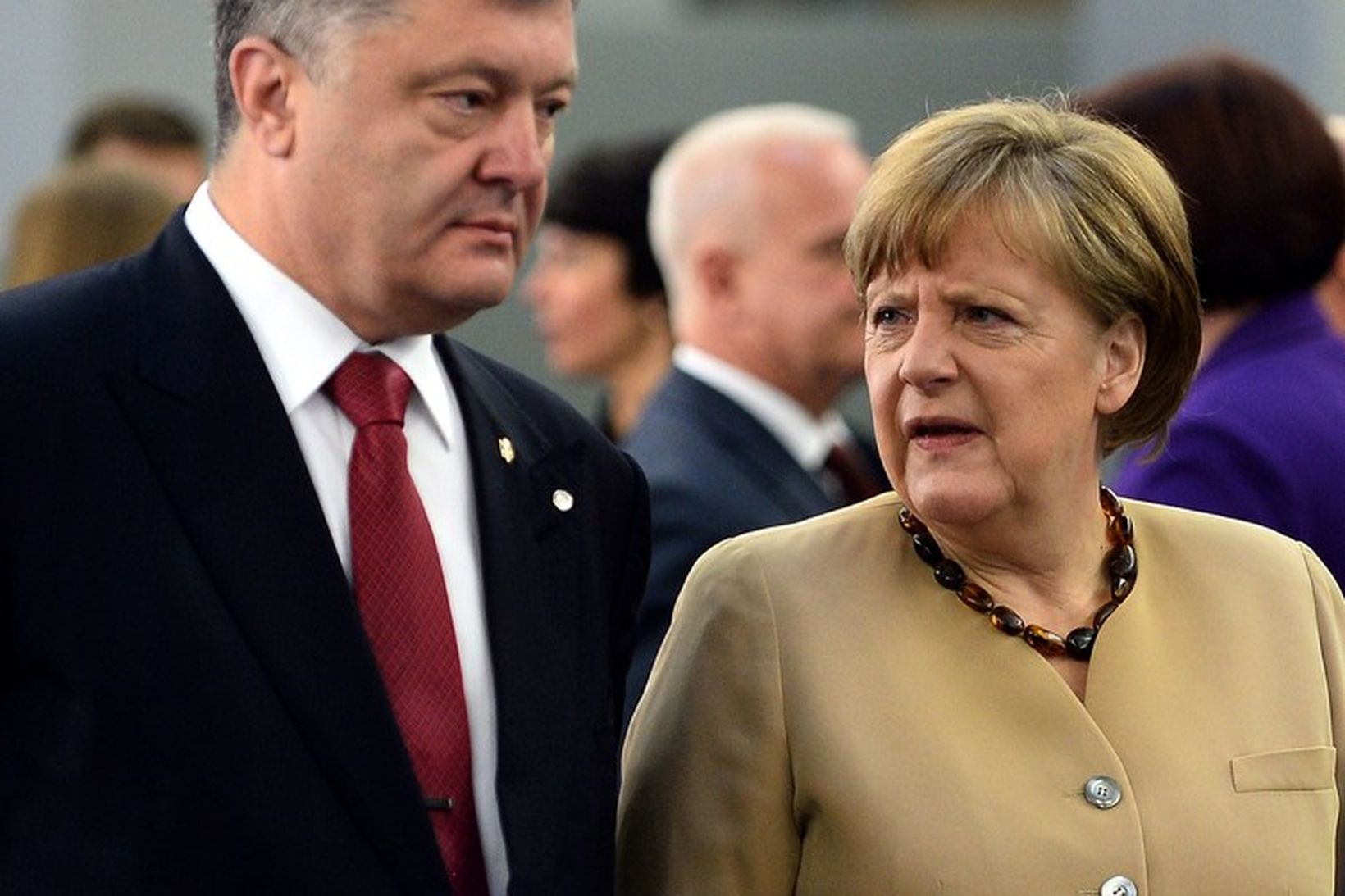 Angela Merkel, kanslari Þýskalands, og Petro Porosenkó, forseti Úkraínu, á …