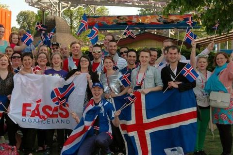 Members of the Icelandic Eurovision fan club at ESC 2013 in Sweden.
