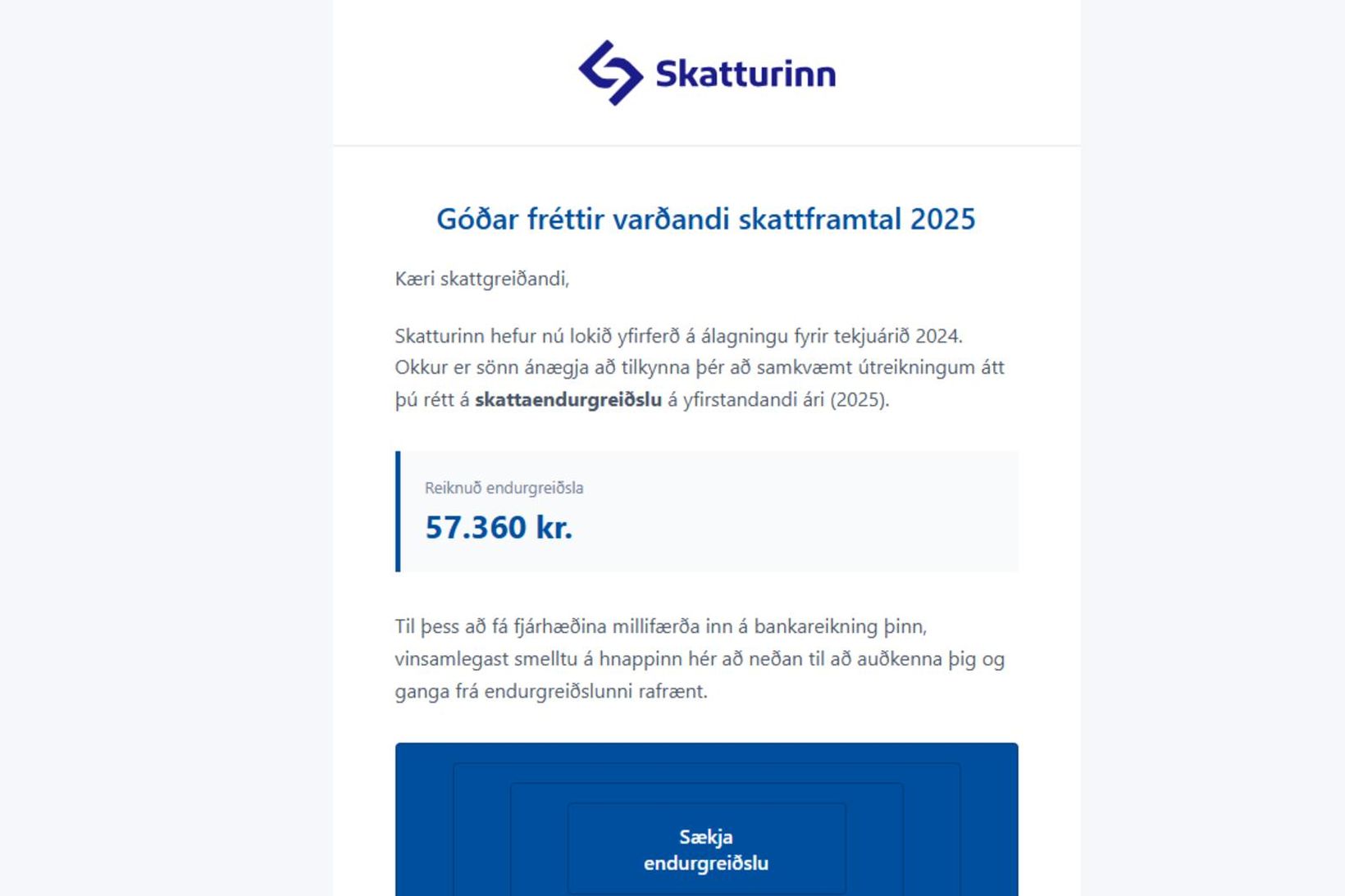 Vara við svikapóstum í nafni Skattsins