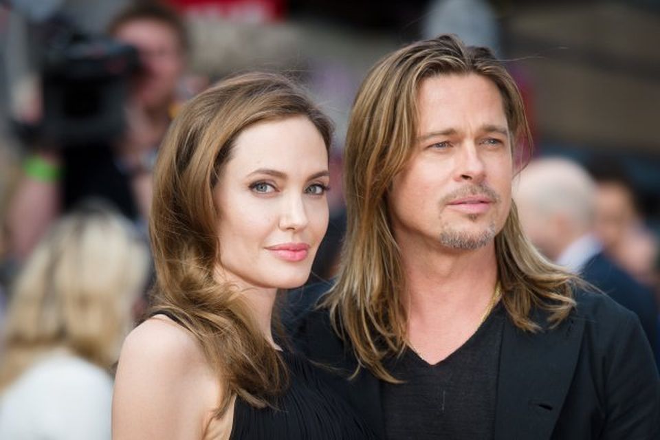 Angelina Jolie og Brad Pitt á frumsýningunni í London.
