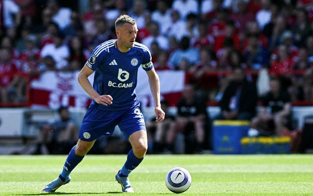 Jamie Vardy kveður Leicester á sunnudaginn.