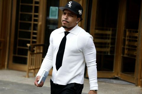 Justin Combs þegar hann yfirgaf dómshúsið í gær í New York-borg. Í dag er síðasti …