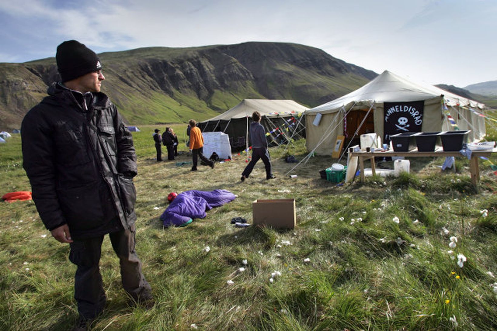 Frá mótmælabúðum Saving Iceland á Mosfellsheiði.