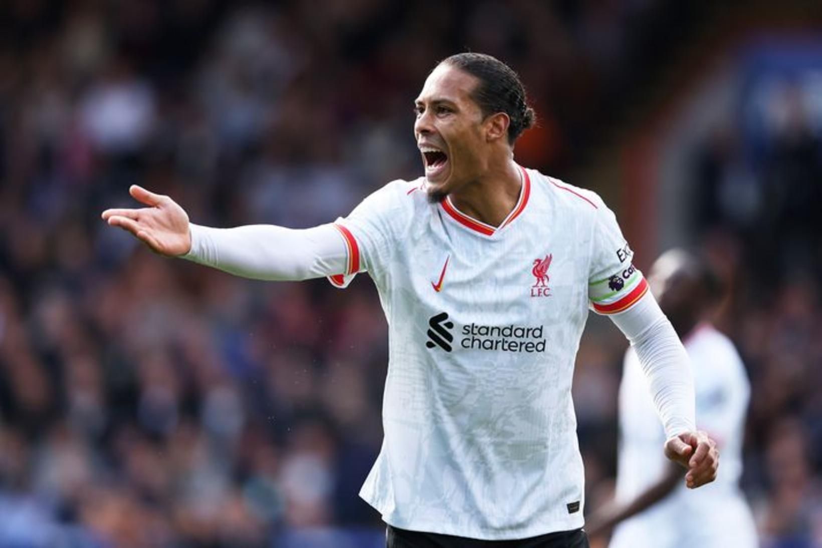 Virgin van Dijk, fyrirliði Liverpool, í leiknum í dag.