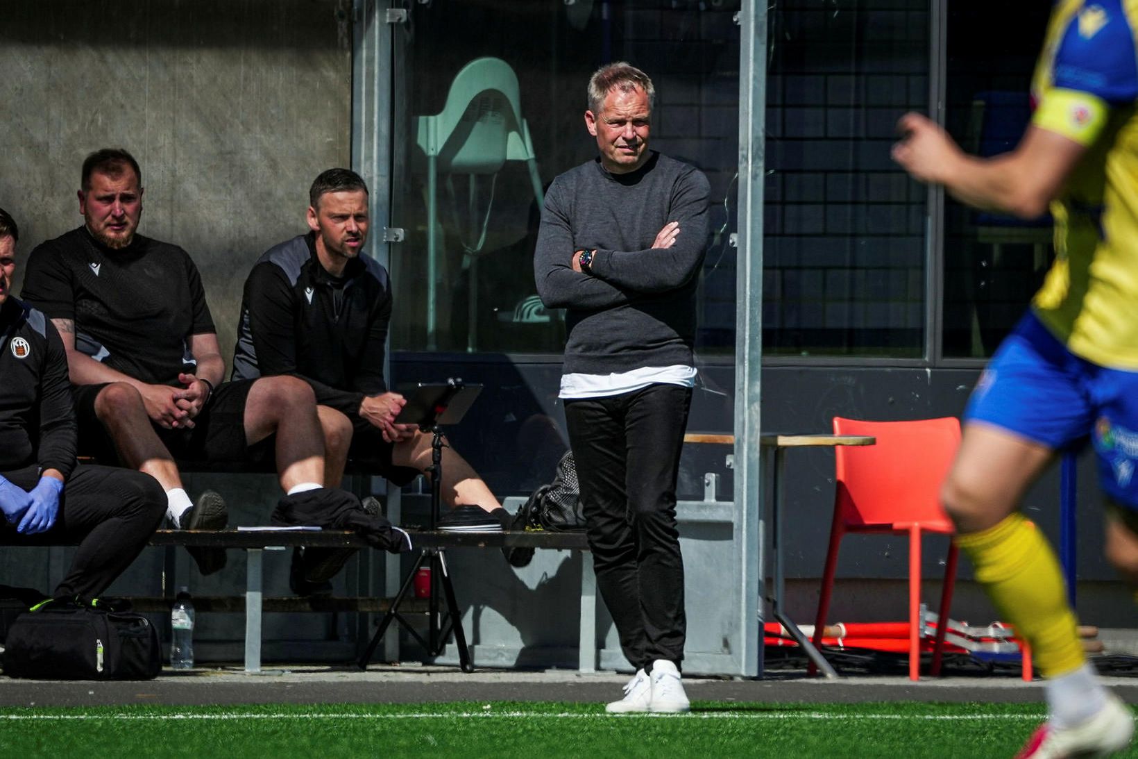 Óskar Hrafn Þorvaldsson á hliðarlínunni í dag.