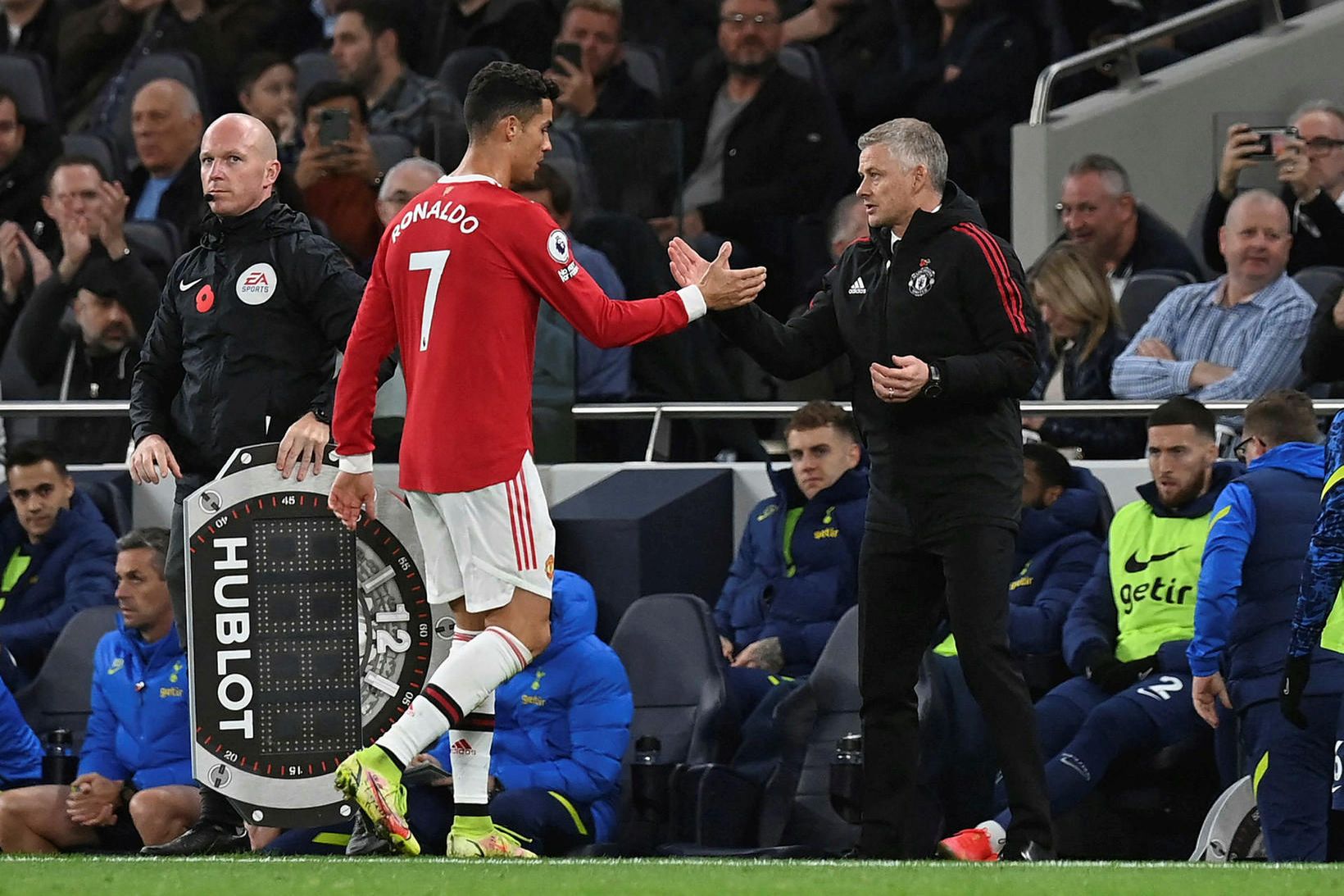 Ole Gunnar Solskjær var ánæður með Cristiano Ronaldo í dag.