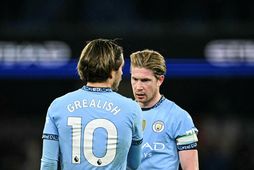 Kevin De Bruyne ásamt Jack Grealish í gær.