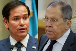 Marco Rubio og Sergei Lavrov í Ríad í dag.