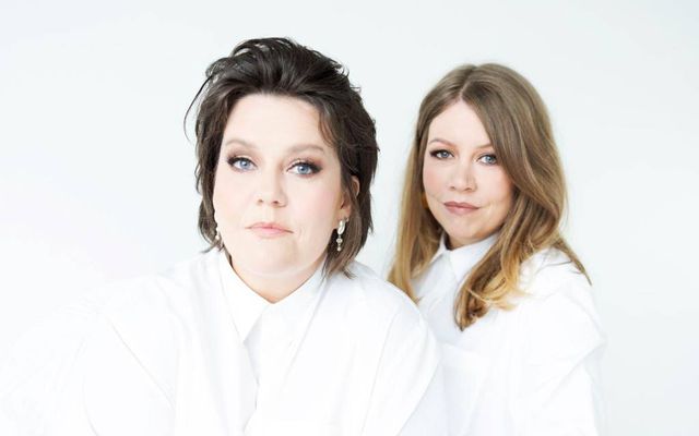 Vinkonurnar Sigríður Thorlacius og Hildigunnur Einarsdóttir.