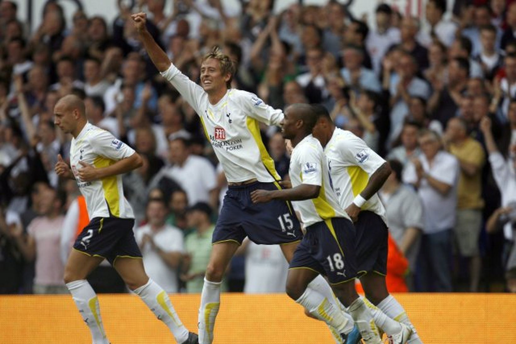 Peter Crouch var í stuði með Tottenham í kvöld.