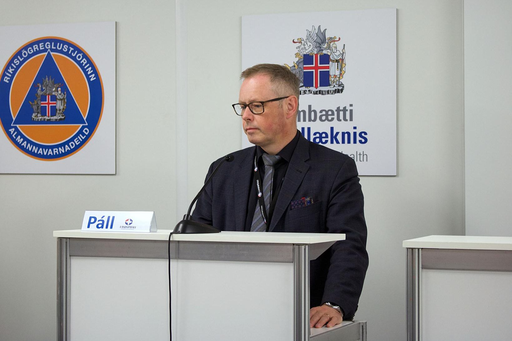 Páll Matthíasson, forstjóri Landspítalans, á blaðamannafundi í dag.