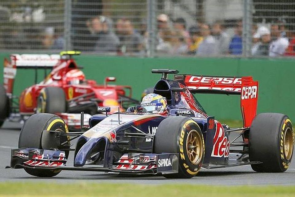 Franski ökumaðurinn Jean-Eric Vergne á Toro Rosso varð í áttunda sæti í Melbourne.