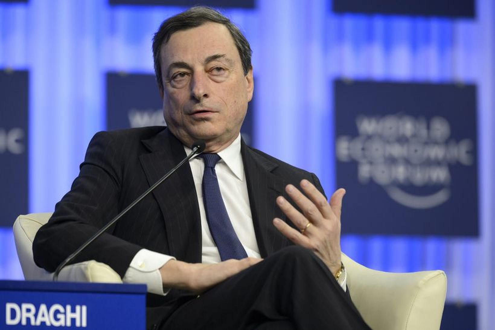 Mario Draghi, bankastjóri Evrópska seðlabankans, á ráðstefnunni í Davos í …