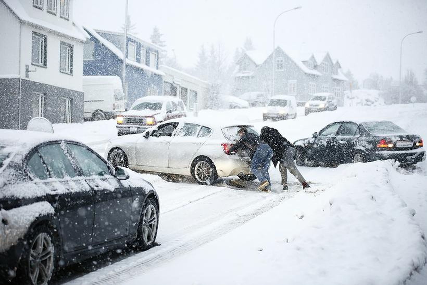 Frá Hafnarfirði eftir hádegi í dag.