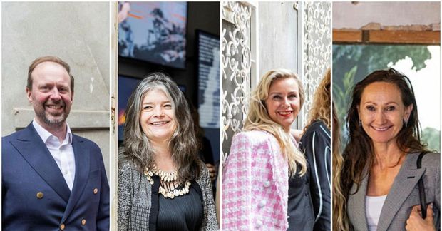 Sigurður Hannesson, Sigríður Sigurjónsdóttir, Helga Ólafsdóttir og Aðalheiður Magnúsdóttir voru við opnun íslenska skálans.