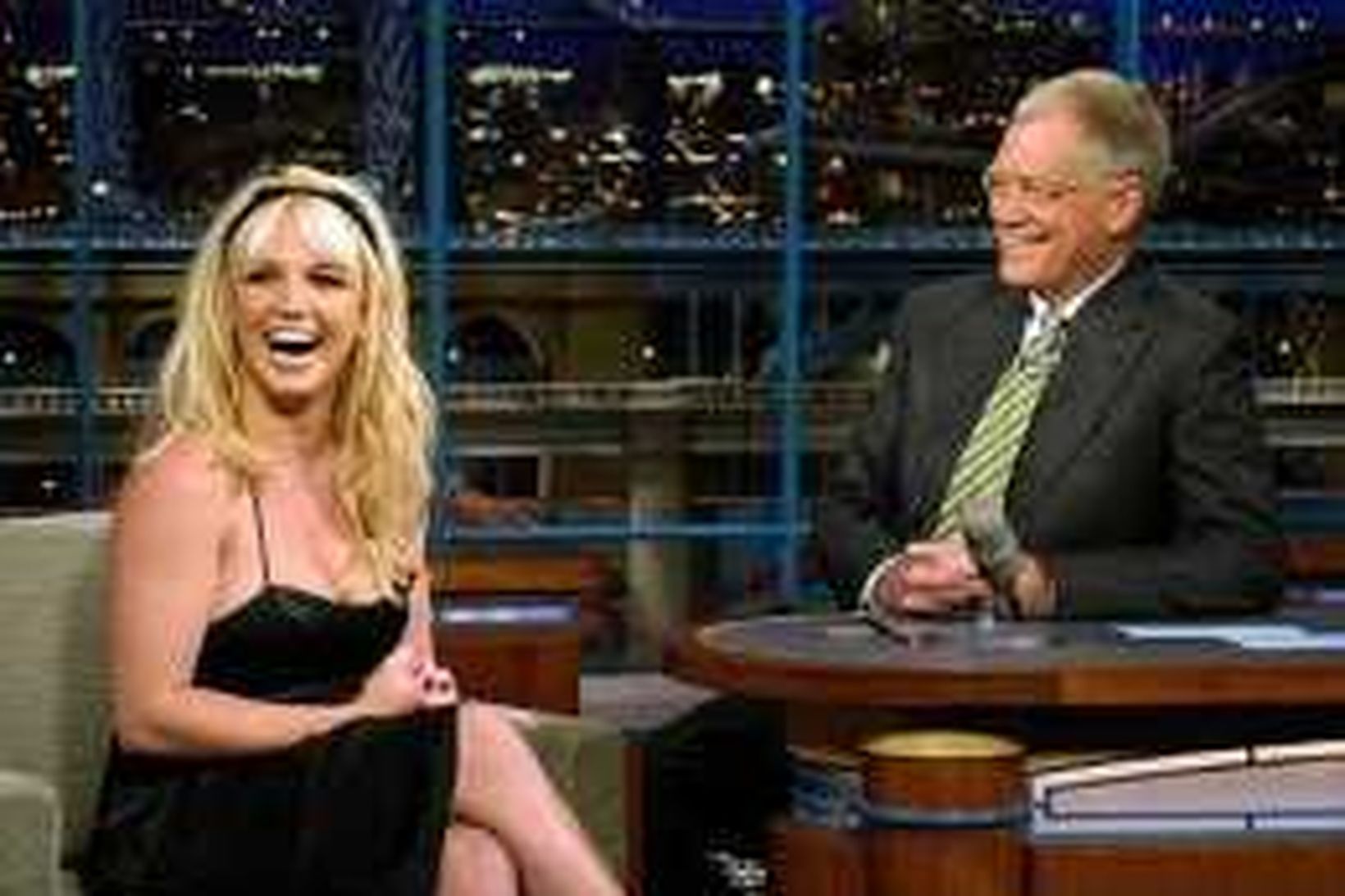 Britney Spears með sjónvarpsmanninum David Letterman en Spears tilkynnti í …