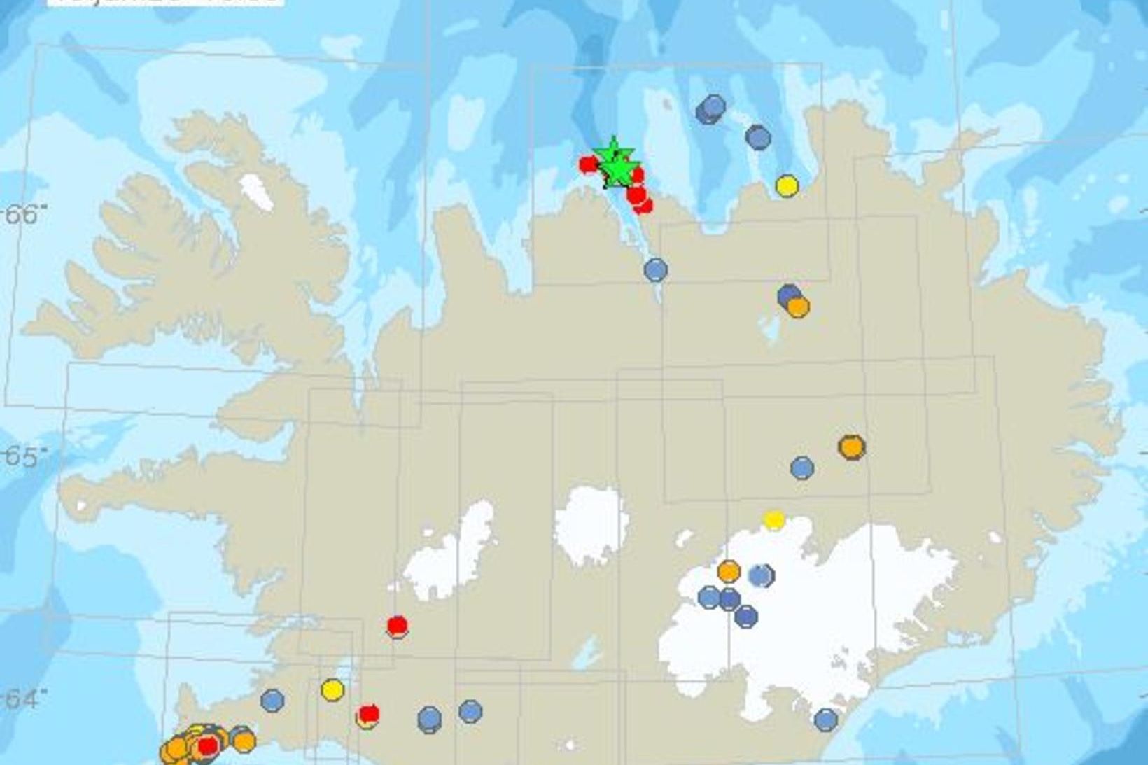 Fleiri tugir skjálfta hafa orðið á svæðinu í dag, þar …