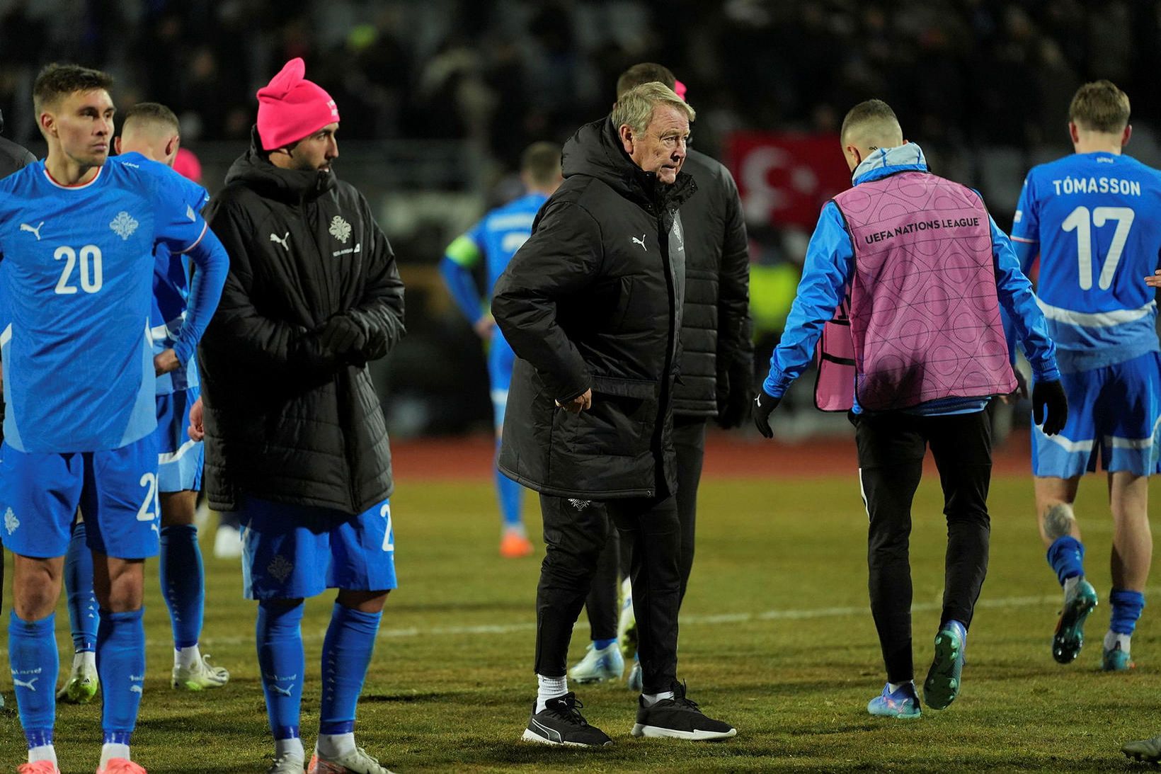 Åge Hareide var niðurlútur eftir landsleikinn í kvöld.